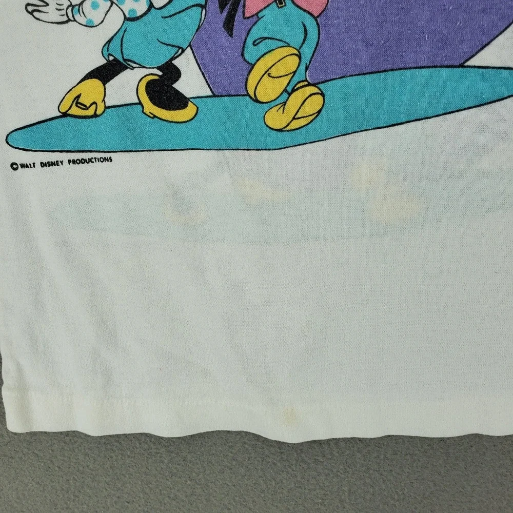 Disney Mickey Minnie Mouse T-Shirt Toddler White Vintage 80s Heart Graphic Print